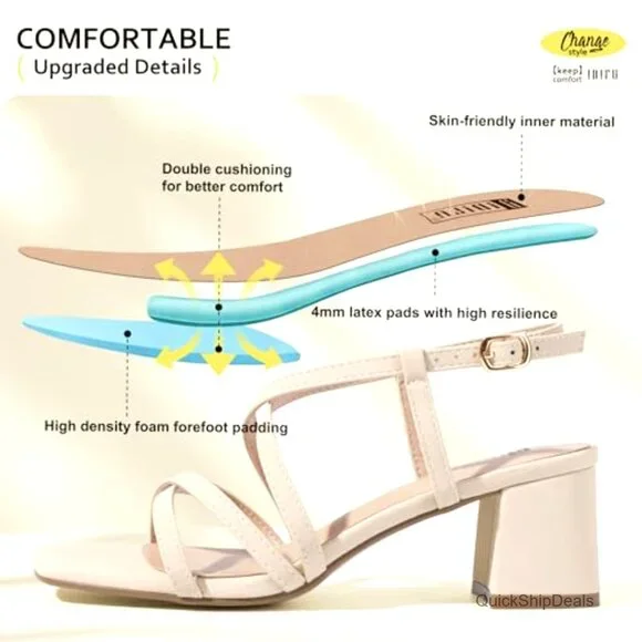 Strappy Square Toe Block Heel Sandals Wedding Party Dress Shoes